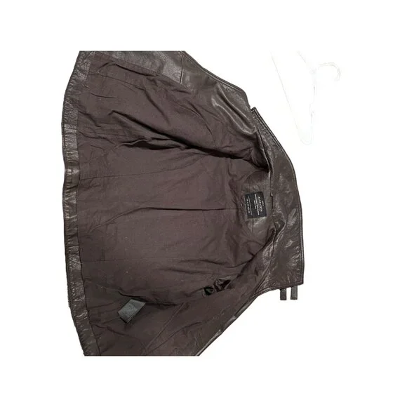 All Saints Belvedere dark brown leather jacket US 8 MSRP $654 preloved excellent